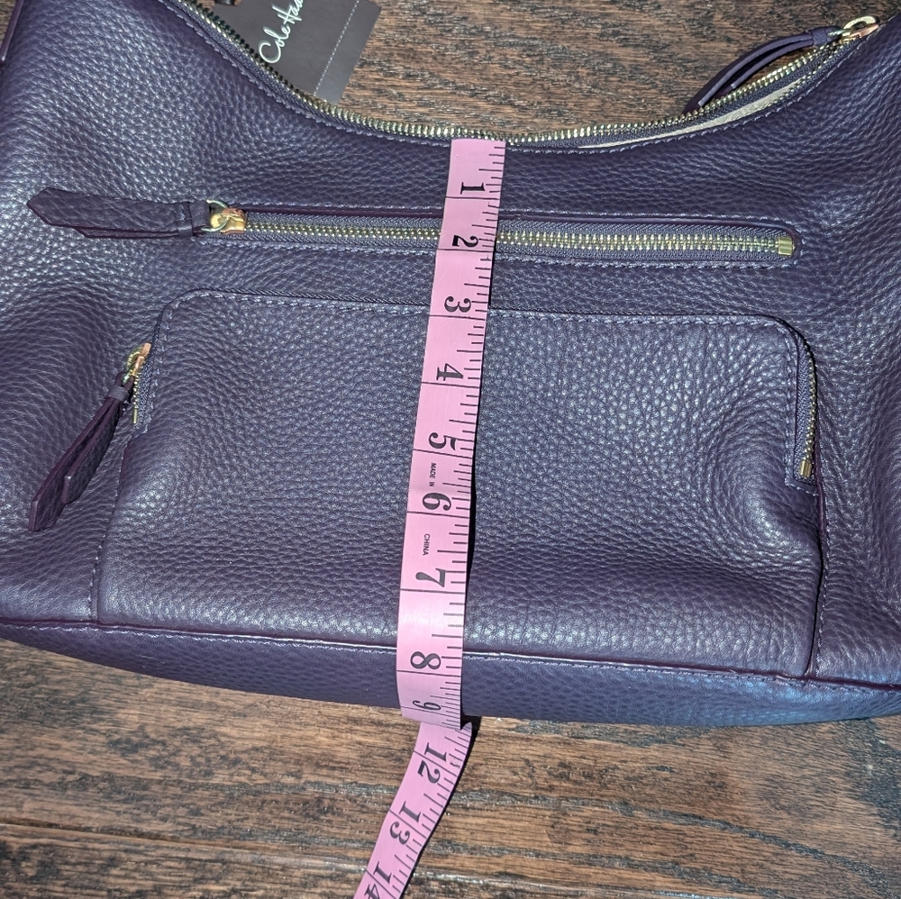 NWT Cole Haan Zip Should Bag In Dark Aubergine Purple - Picture 7 of 8